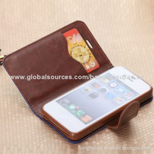 Leather Flip Case for iPhone 4/4s Different Colors Available OEM/ODM Orders